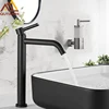 Quyanre Black White Tall Basin Sink Faucet Slim Bathroom Washbasin Water Mixer Tap Hot Cold Water Basin Crane Tap Bathroom Tap ► Photo 1/6