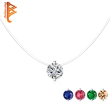 BELAWANG ожерелье из чистого 925 пробы серебра, женское ожерелье с подвеской из хрустального шара, женская серебряная цепочка, элегантные ювелирные изделия, антиаллергенные