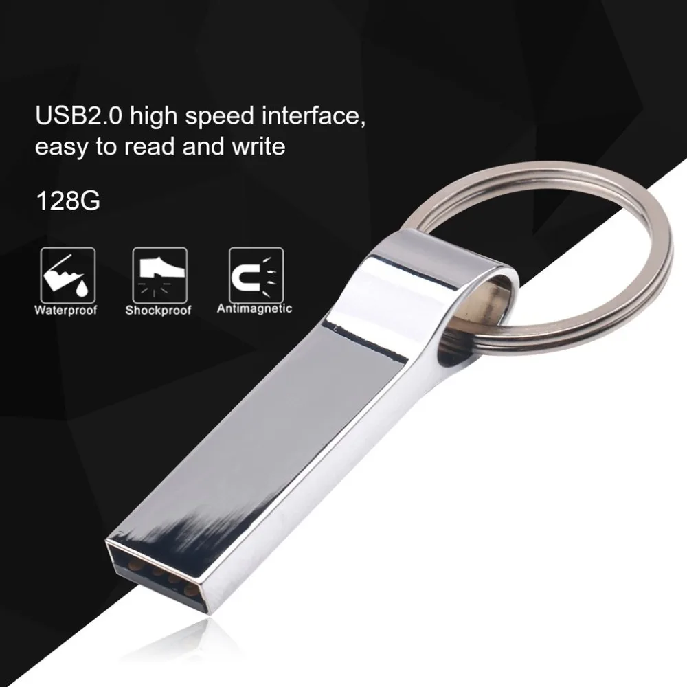 Creative USB Flash Drive 128G Pen Drive Portable External Memory Stick Waterproof Dustproof U-disk with Key Ring