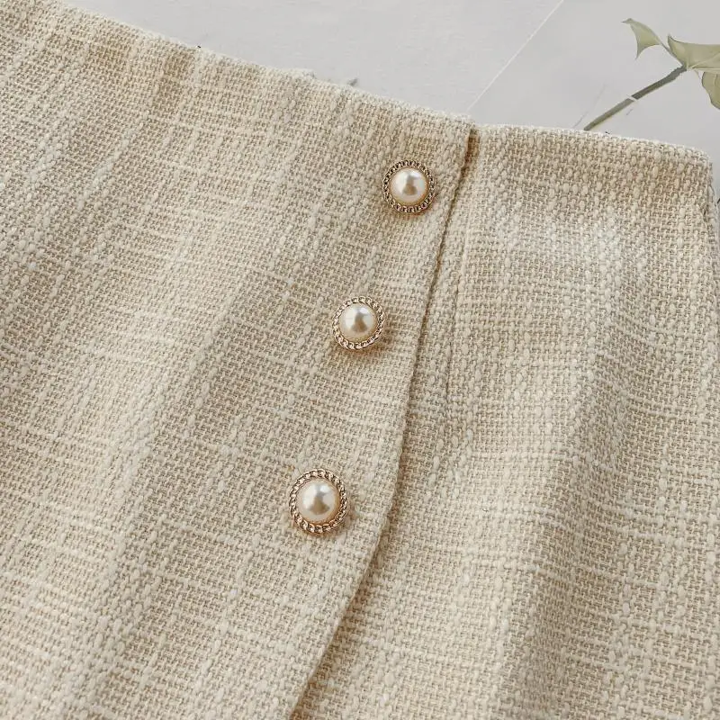 Новинка, весна-осень, модная короткая женская юбка, маленький аромат, элегантная, высокая талия, трапециевидная юбка, Женская твидовая юбка, cc1755