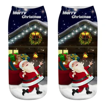 

Women Christmas Socks Funny Socks 3D Print Santa Claus Deer Cartoon Pattern Cute Socks sokken новогодние носки носки теплые #L