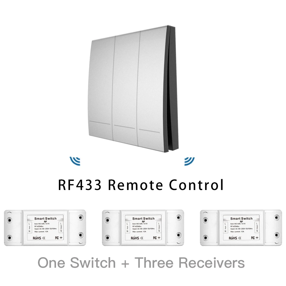 433 МГц Беспроводной RF пульт дистанционного управления AC110V 220V приемник настенный пульт дистанционного управления - Комплект: Silver Kit 3