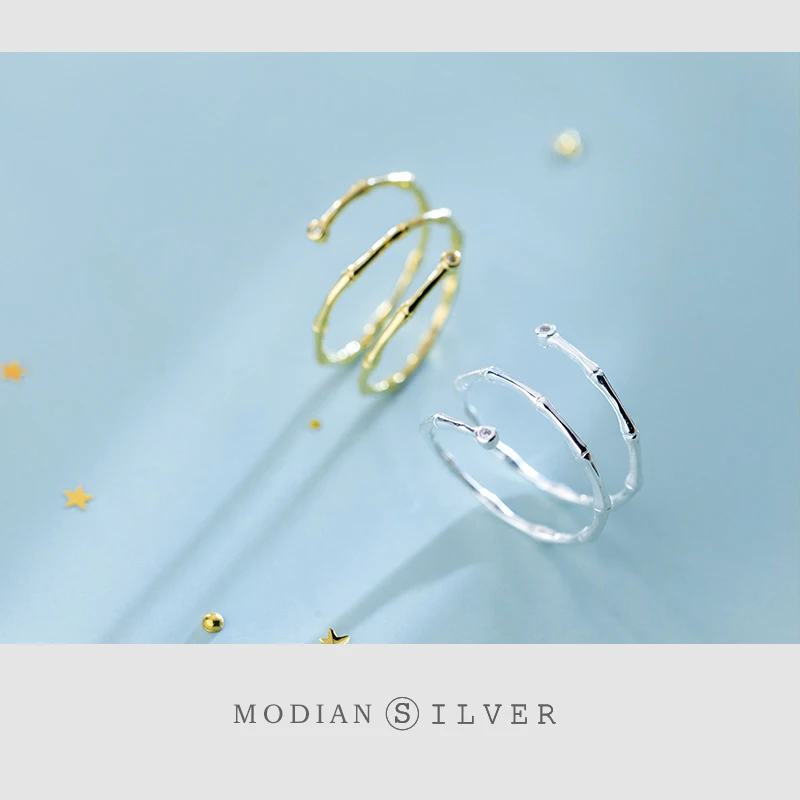 Modian-핫 패션 정통  미니멀리스트 슬러브 반지, 여성을 위한 오픈 조절 손가락 반지 식물 고급 주얼리