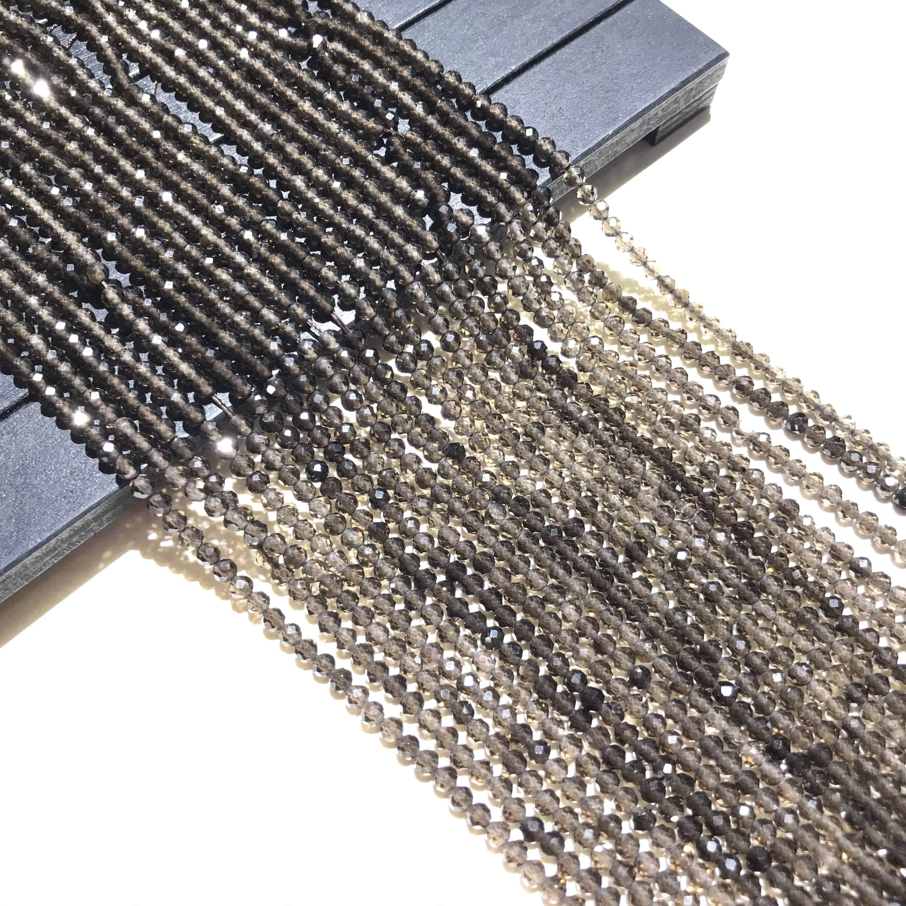 3mm Factory Price Natural Small Faceted Beads Gemstone Spacer Smoky Quartz Round for Jewelry Making DIY Bracelet Necklace | Украшения и