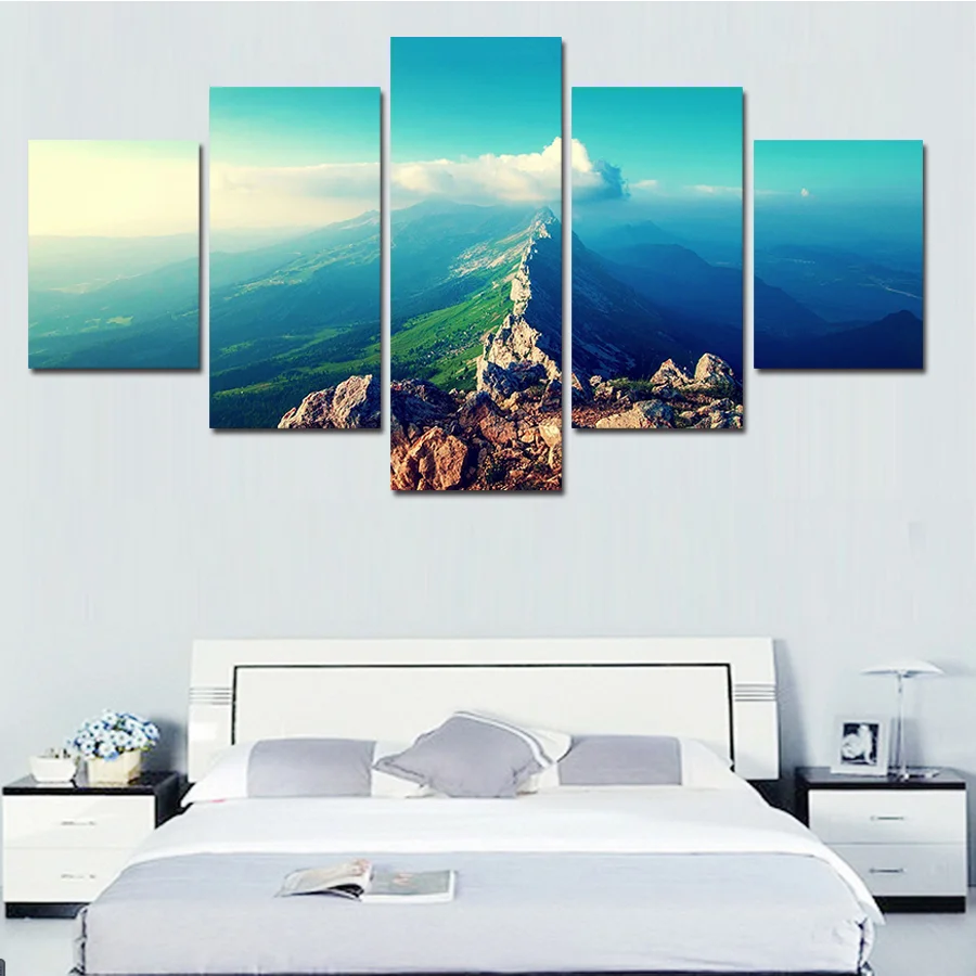 Wall Art Canvas Painting 5 Pieces Popular Clouds And Hilltop Views