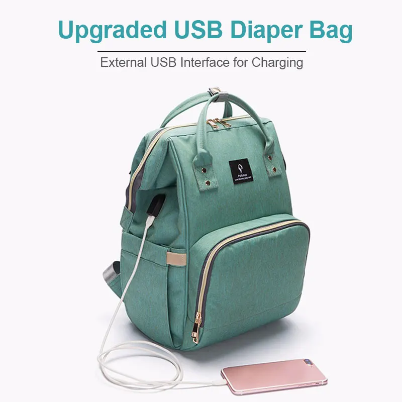 

Drop Shipping Maternity Bags USB Interface Baby Diaper Bag Backpack Waterproof Mom Bag Large Nappy Bag Nursing Bag Backpack