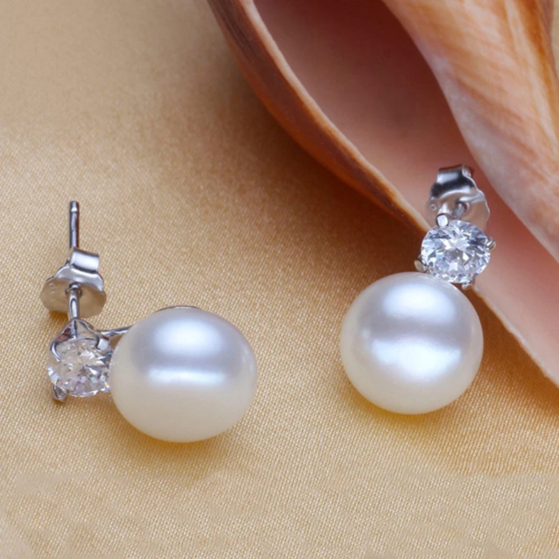Silver Earrings Pearl Earrings Silver Stud Earrings Womens Earrings Pearl Stud Earrings Natural Freshwater Pearl 925 Sterling Silver Earrings For Women Fashion Korea Jewelry Gifts