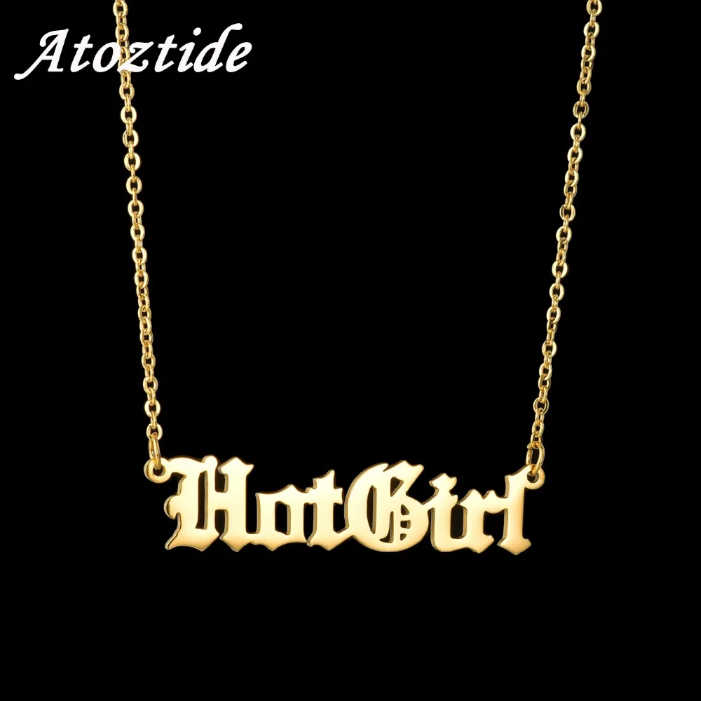 Atoztide заказное ожерелье из нержавеющей стали с именами, персонализированное ожерелье с буквами, Старый английский стиль, персонализированные ювелирные изделия, подарки