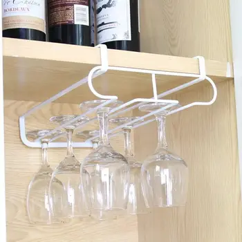 

Cabinet Hanging Wine Glass Rack Cup Goblet Stemware Storage Rack Shelf Hanger Iron Kitchen Organizer