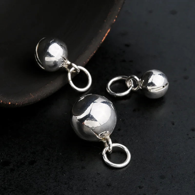 925 пробы серебряные круглые подвески-колокольчики 5 мм 6 мм 8 мм маленькие серебряные подвески-колокольчики DIY ювелирные изделия для браслетов