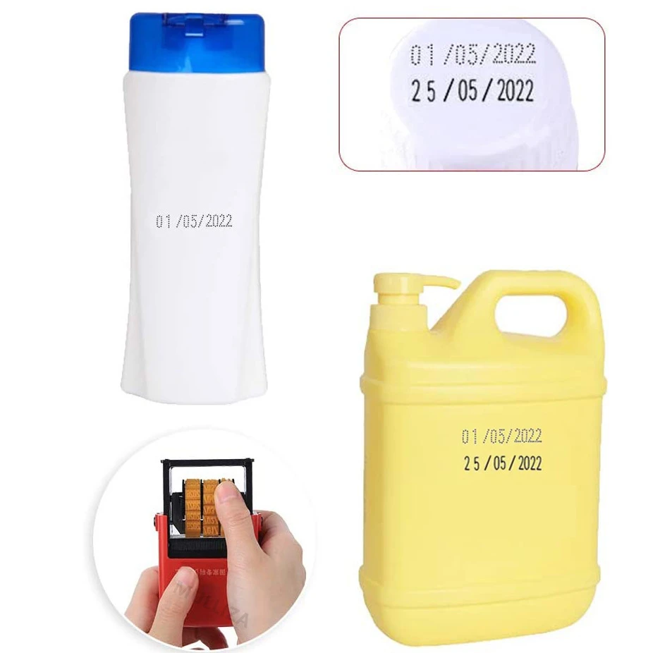 Portable Handheld Date Stamp Printer Quick-Drying Ink Date Printing Coding Machine for Food Plastic Bag Bottle Metal Can Printer