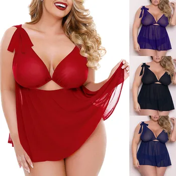 

Fashion Women Plus Size Babydoll Set Muslin Bandage Sexy Lingerie Underwear sexy lingerie Sleepwear sexy Nightgown пижама