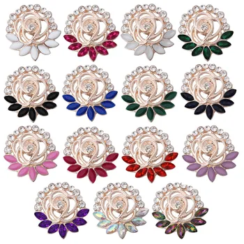 

5pcs/lot Wholesale Snap Jewelry Mixed Rose Gold 18mm Rhinestone Flower Snap Buttons Fit Snap Button Necklace Charms Jewelry