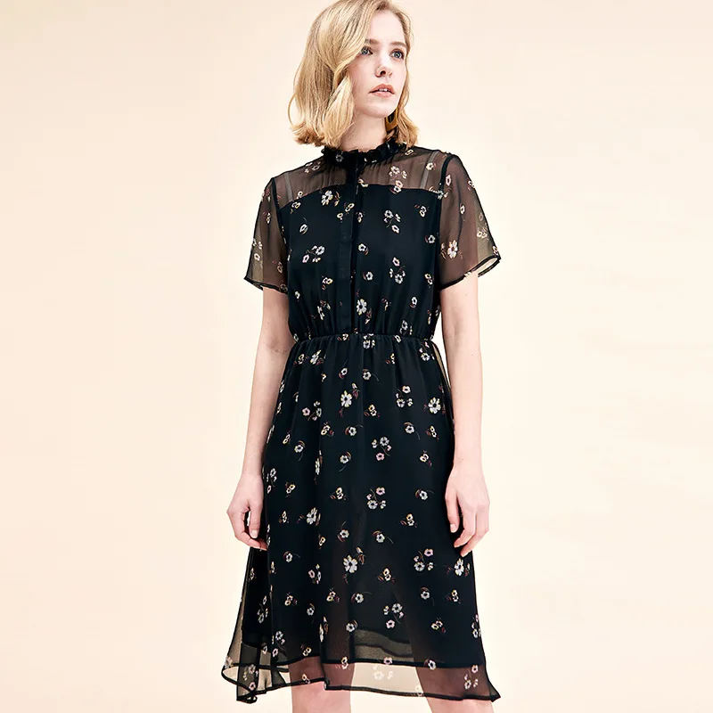 Zwarte Chiffon Bloemen Shirt Zijden Jurken Vrouwen 2020 Zomer Lange Casual Kantoor Werk Beach Party Jurk Plus Size Losse Dropship Zwarte Chiffon Bloemen Shirt Zijden Jurken Vrouwen 2020 Zomer Lange Casual Kantoor Werk Beach Party Jurk Plus Size Losse Dropship