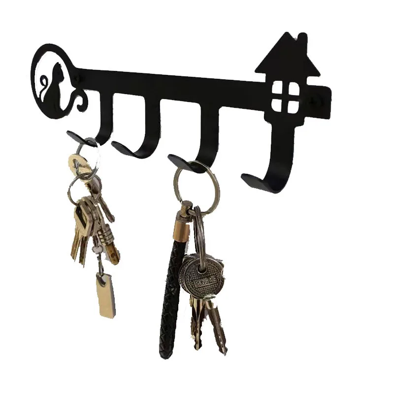 Sweet Home Black Metal Balcony Wall-mounted Clothes Rack Key Holder Kitchen Organizer Bathroom Rangement Hooks Hangers Storage wall mount hooks multi purpose hooks wall holder kitchen hooks wall organizer hook metal hook
