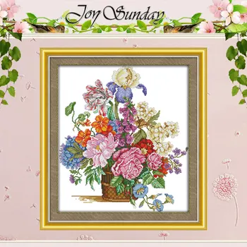 

Beautiful Flower Basket Patterns Counted Cross Stitch 11CT 14CT Cross Stitch Set Chinese Cross-stitch Kit Embroidery Needlework