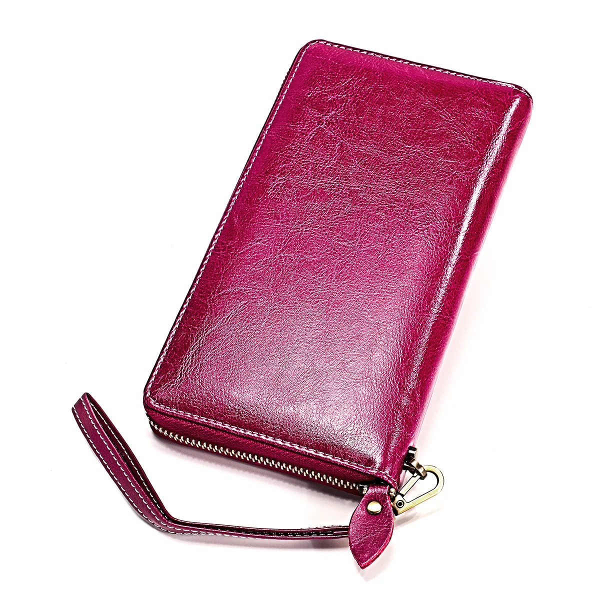 Брендовый женский кошелек из бычьей кожи женские RFID блокирующие кошельки мягкие кошельки из натуральной кожи карман для сотового телефона женский длинный кошелек - Цвет: Purple
