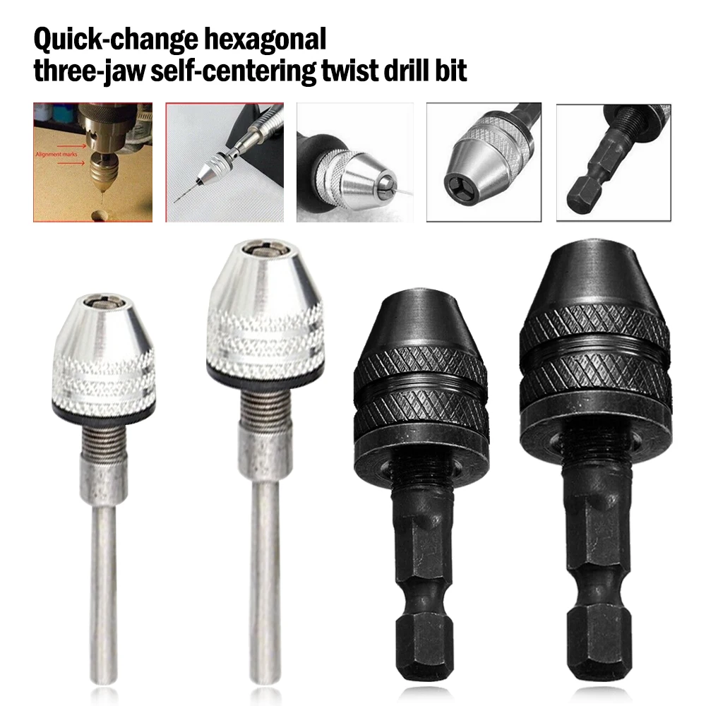 

1pc 6.35mm Quick Change Keyless Drill Bit Chuck Hex Shank Adapter Converter Tool