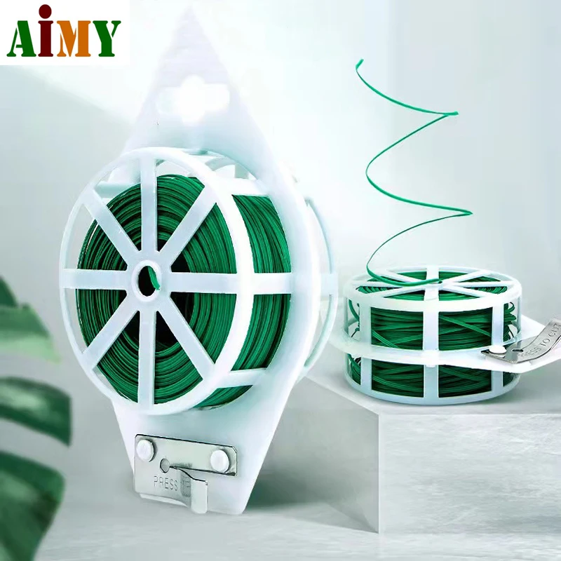 

100m Plastic Garden Twist Tie Cable Tie Wire Cable Reel with Cutter For Gardening Plant Bush FlowerPlant Bush Flower