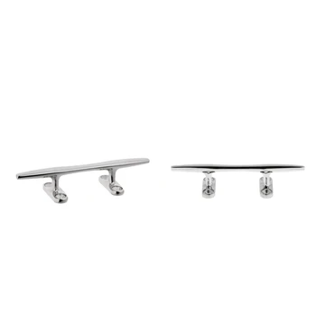 

2X 5" High Polished Stainless Steel Open Base Cleat Boat Mooring Hardware