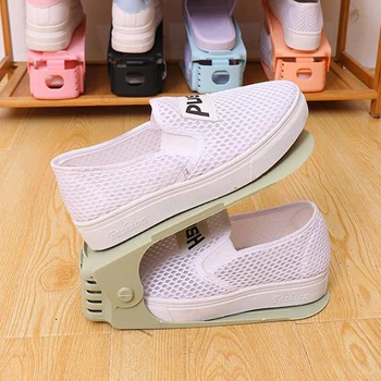 

10pcs Adjustable Shoe Organizer Footwear Support Slot Space Saving Cabinet Closet Stand Shoes Storage Plastic Shoe Rack