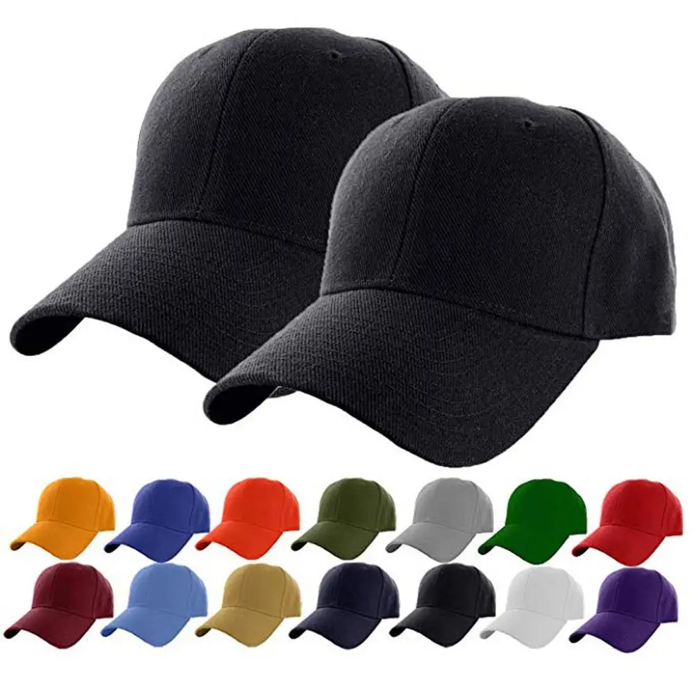 

2pcs Black Cap Solid Color Baseball Cap Snapback Caps Casquette Hats Fitted Casual Gorras Hip Hop Dad Hats For Men Women Unisex