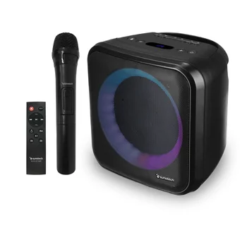 

MUSCLECUBEBK, Sunstech, speaker, Bluetooth, portable, lights, wireless microphone, USB, SD, AUX, Karaoke, asa, radio, screen