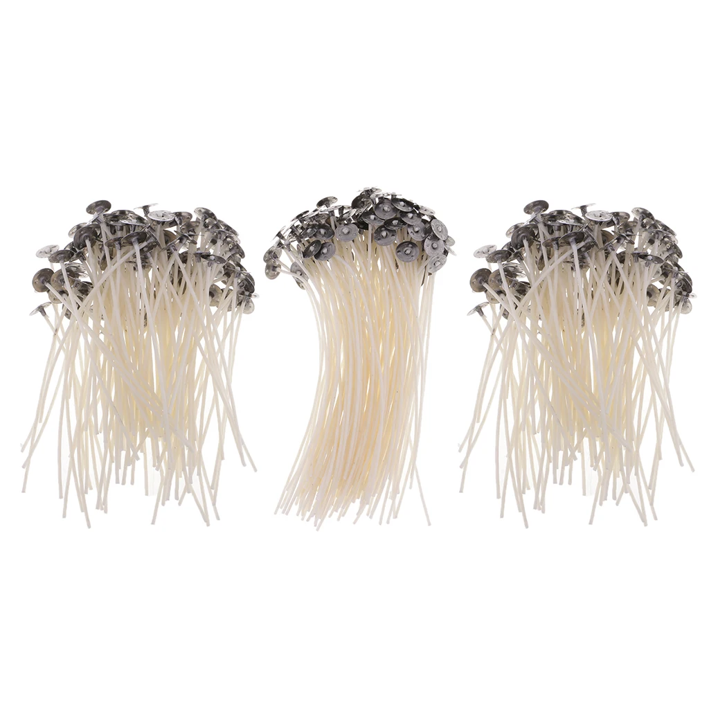 100 Pieces Natural Candle Wick, Low Smoke Pre-Waxed, Pre-Tabbed, 100% Natural Cotton Core, For Candle Making, DIY Candle