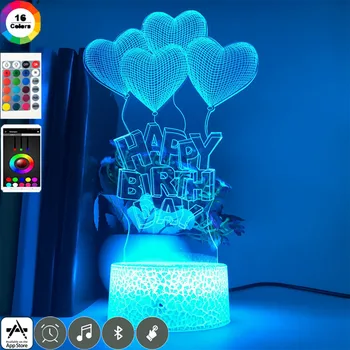 

Bluetooth Speaker 3D Heart-shaped Balloon Acrylic LED Night Light Decorative Table Lamp Valentine's Day Sweetheart Wife's Gift