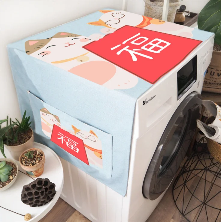 Японский стиль Lucky Cat однодверный холодильник пылезащитный чехол барабан чехол для стиральной машины ткань солнцезащитный водонепроницаемый пылезащитный чехол - Цвет: 6