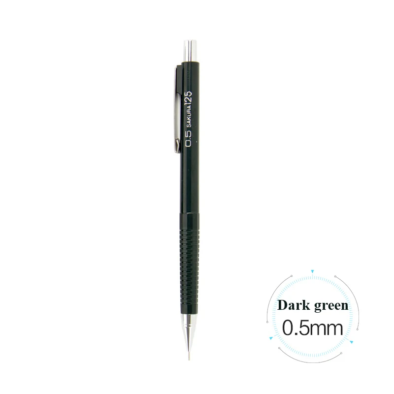 0.5mm Dark green SAKURA студент механический карандаш 0,3/0,5/0,7/0,9 мм автоматический карандаш Карандаш для занятий эскиз школьные принадлежности XS-125 - Цвет: 0.5mm Dark green