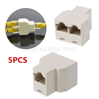 

5PCS RJ45 CAT5 CAT5E Network Ethernet 1to2 Connector Adapter Drop Shipping