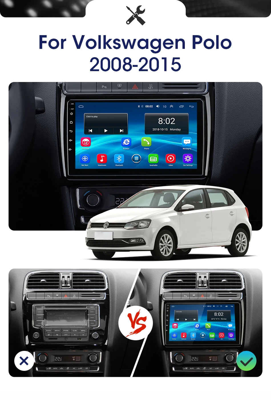 Android 2G+ 3 2G Автомагнитола для Volkswagen VW POLO 2008- 9 дюймов 4G NET+ WiFi RDS DSP видео Аудио мультимедиа 2 Din Автомобильный dvd-плеер