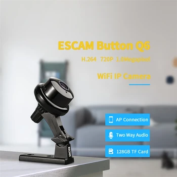 

ESCAM Q6 1.0MP 720P Button Mini Wireless Camera Wifi Two-way Voice Indoor IR-CUT Night Vision CCTV Home Security IP Camera Wi-fi