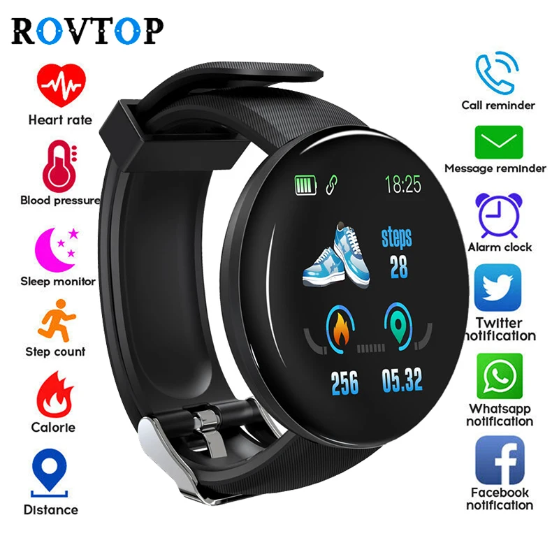 

Smart Watch D18 Blood Pressure Fitness Tracker Round Smartwatch Waterproof Sports Smart Watch Men Women For Android Ios Z2
