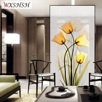 

Custom Size Electrostatic Window Film Tulip Pattern Decorative Privacy Protection Frosted Glass Sticker For Window Door Cabinet