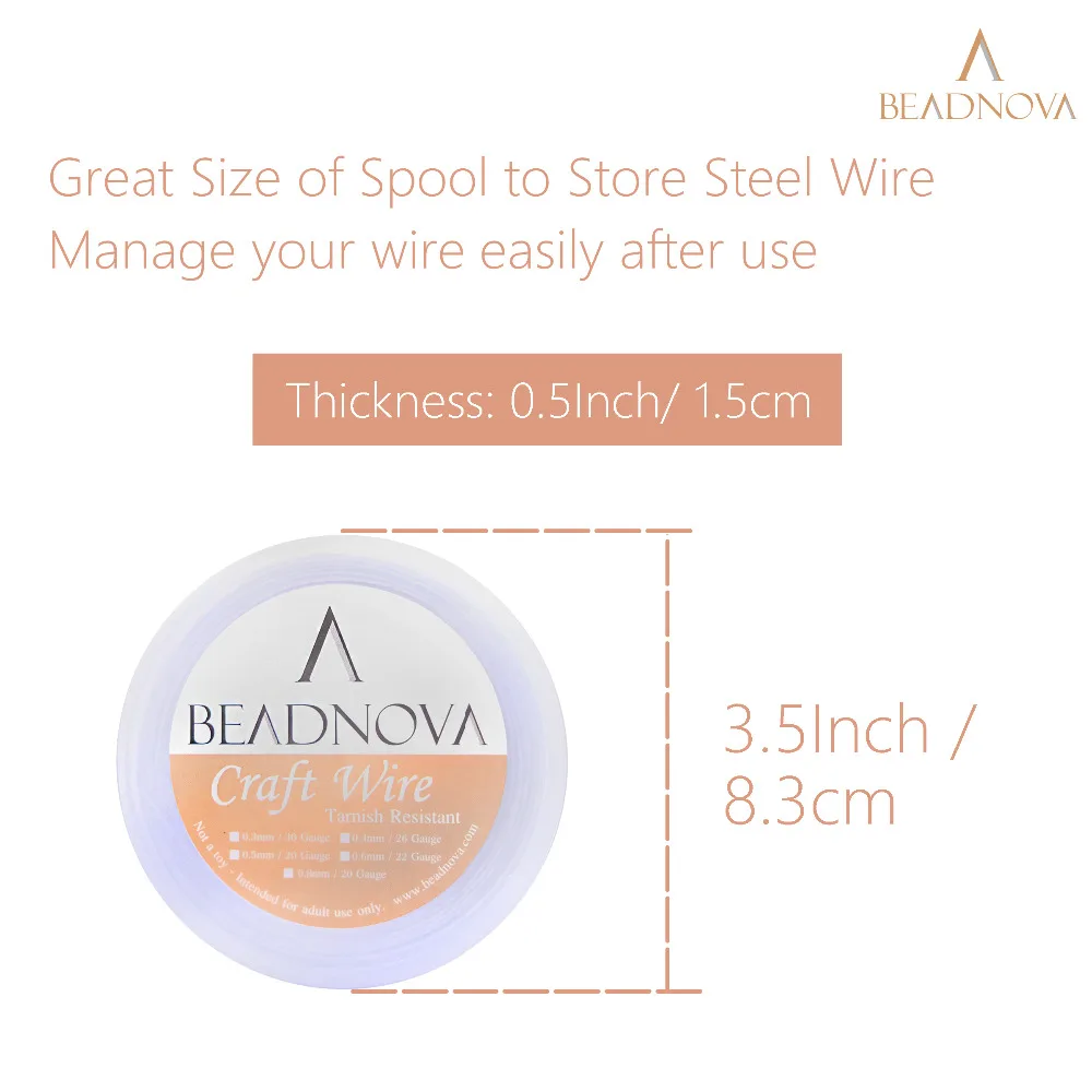 BEADNOVA 20 Gauge проволока из нержавеющей стали тускнеустойчивая блестящая стальная