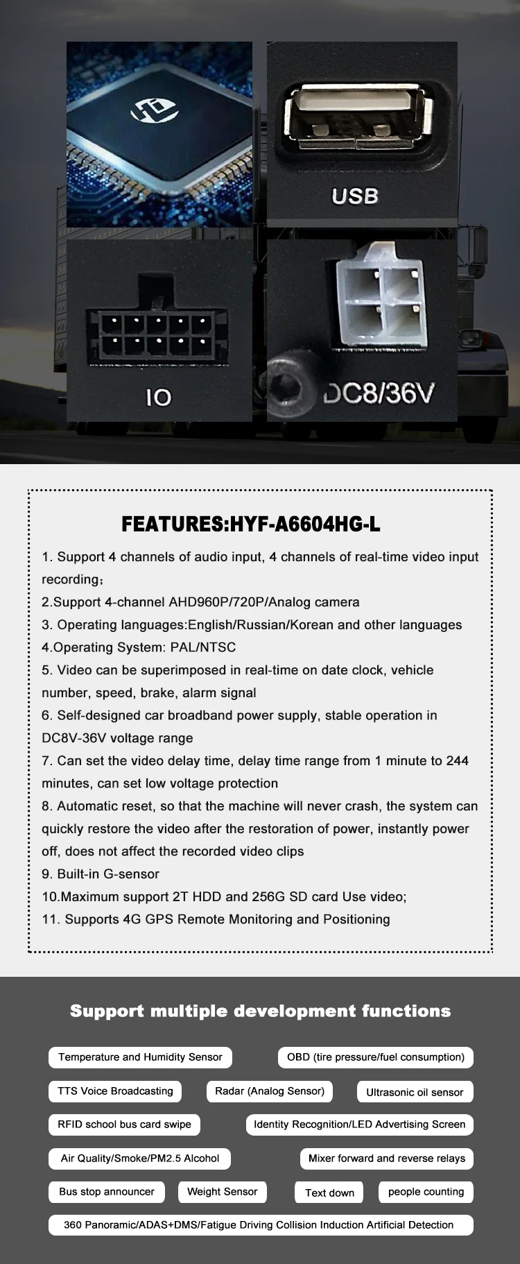 HYFMDVR источник завод 4ch SD+ HDD Мобильный dvr AHD 960p gps 4G MDVR школьный автобус/пожарная машина/лодка