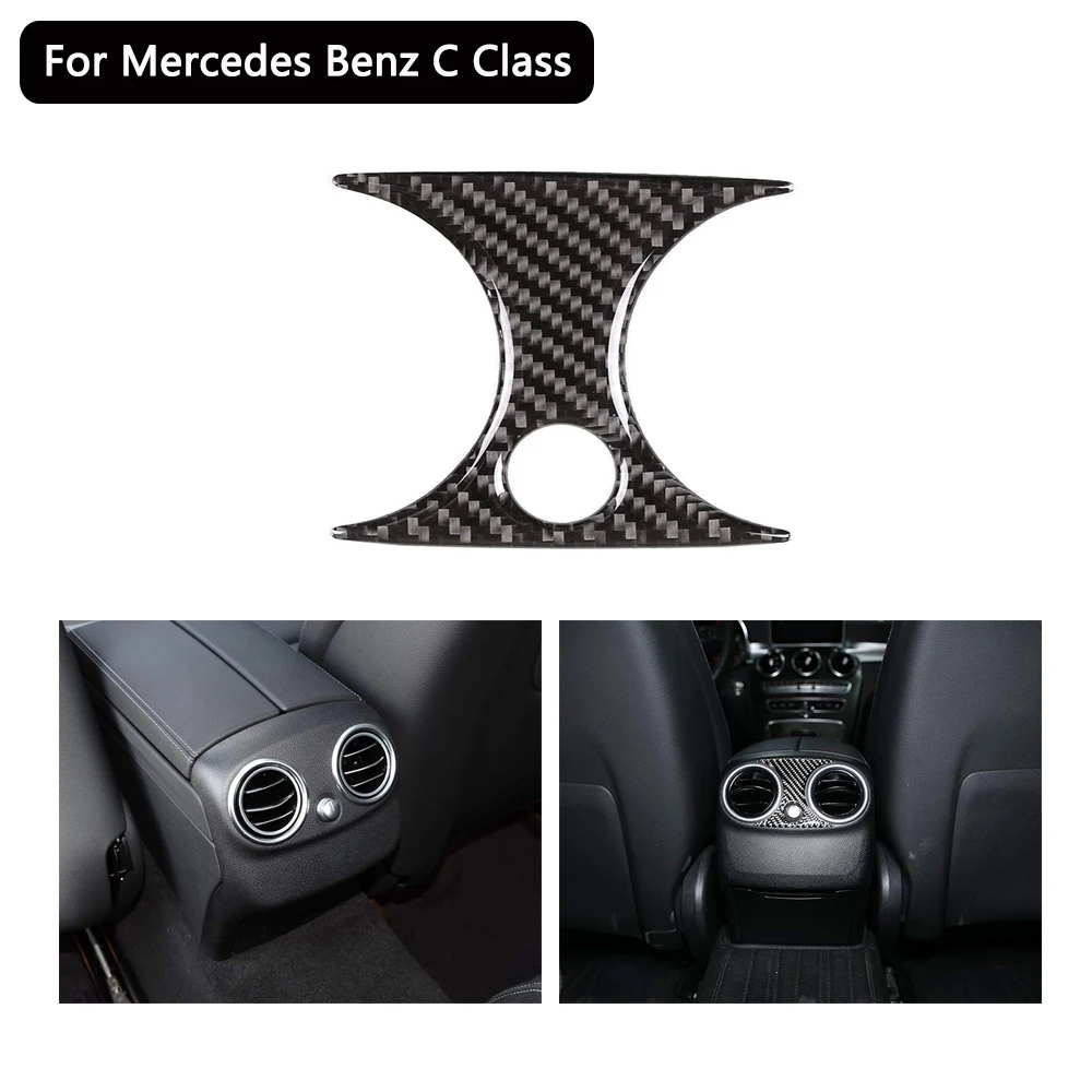 

Soft Carbon Fiber Car Rear Row Air Conditioning Vent Stickers for Mercedes Benz C Class W205 C180 C260 C300 GLC X253 2015-2019