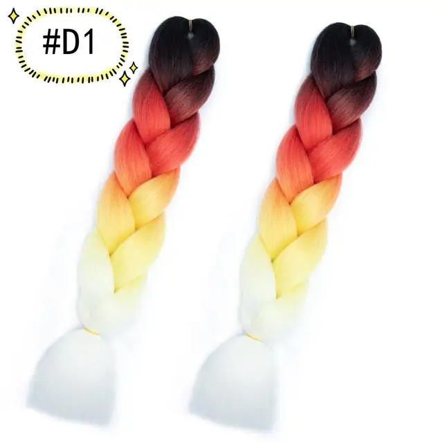 Jumbo Braiding Hair Extensions Kanekalon Braiding Hair 24 Inch Ombre Multiple Tone Colored Synthetic Hair for Women D1