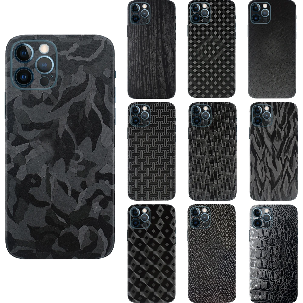 3D Camo Ghost Black Skin Film Wrap Skin Phone Paste Sticker Per Iphone 13 Pro Max 12 Mini Se 2020 11 Pro Xs Max Xr X 8 7 Plus