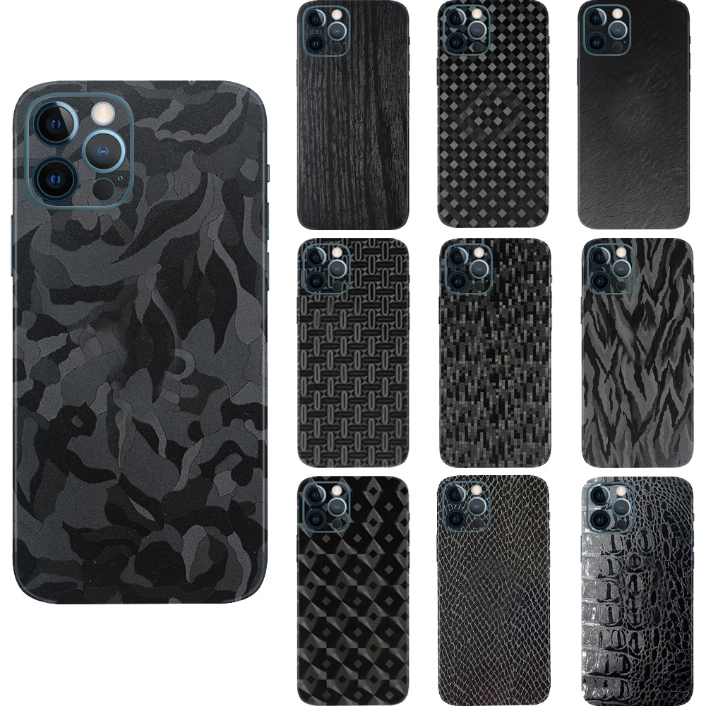 3D Camo Ghost Black Skin Film Wrap Skin Phone Paste Sticker For iPhone 13 Pro Max 12 Mini SE 2020 11 Pro XS MAX XR X 8 7 Plus apple iphone 12 mini  case