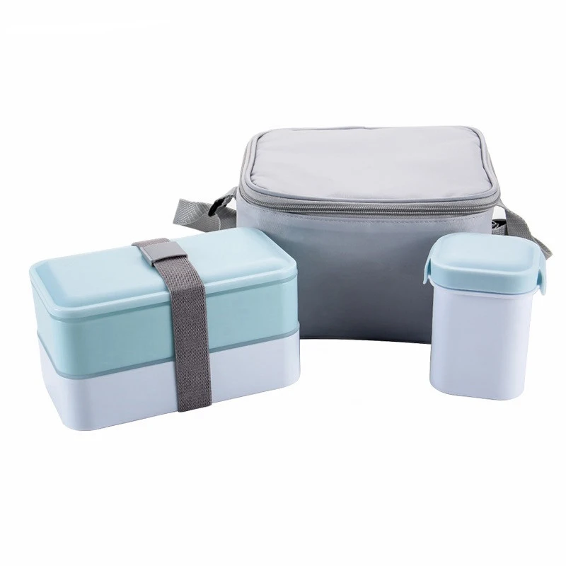 Японский Ланч-бокс набор двухслойный Bento box с миской для супа портативный Термоизолированный контейнер для еды Microwavable