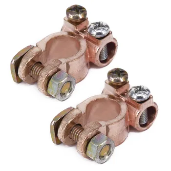 

2 Pcs 12V Car Battery Terminals Clamps Pair Screw Connection Positive Negative Brass Cables Connectors Accessories -
