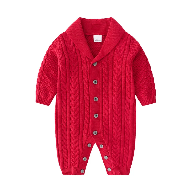 Зимние комбинезоны; костюм-комбинезон для новорожденных; вязаный свитер для маленьких девочек; комбинезон с длинными рукавами; хлопковая одежда для мальчиков