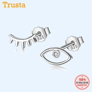 

Trusta 925 Sterling Silver Women's Jewelry Fashion Tiny 8mmX5mm Eyebrow Eye Stud Earrings Gift for Girls Kids Lady Madam DS210