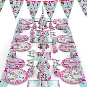 

LOL Surprise Doll Birthday Party Supplies LOL Party Supplies Theme Birthday Scene Decoration Props for Girls Gift Lol Tableware