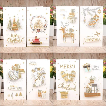 

8 Pcs/Set Greetings Cards Christmas And Envelopes Xmas 12.2*21.5 cm White Cardboard