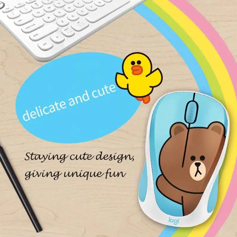 Lotech LINE FRIENDS беспроводная мышь 2,4 ГГц мини мультипликационный usb-приемник Оптический сенсор офисная игровая мышь без аккумулятора для ПК