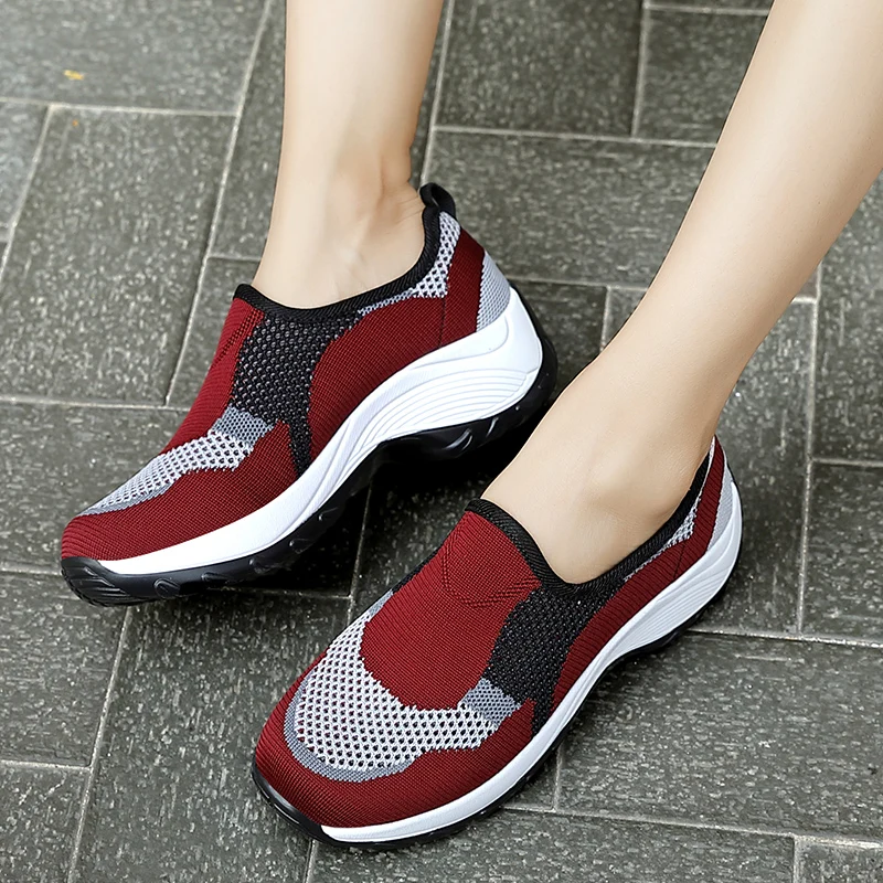 

2020 Spring Mesh Breathable Wedge Shoes Women Platform Shoes Zapatos De Mujer Female Mujer Shoes Anti-slip Female Slippers